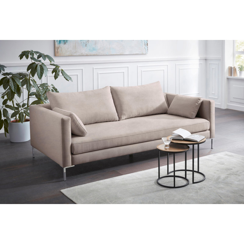Marius 194Cm Square Arm Sofa, Light Grey, Velvet