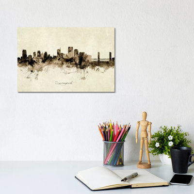 Sacramento California Skyline by Michael Tompsett - 1 Piece Wrapped Canvas Wall Art