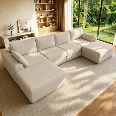 Ensemble de canapé modulaire rembourré modulaire en L de 130 po avec 3 coussins