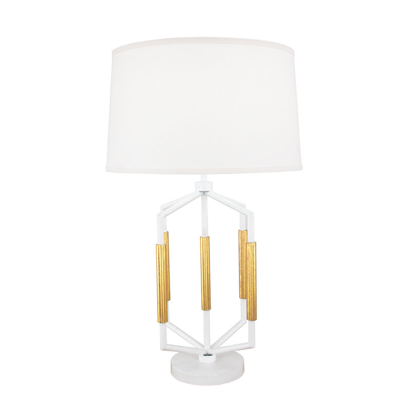 Mura Table Lamp, Antiqued White/Gold Leaf