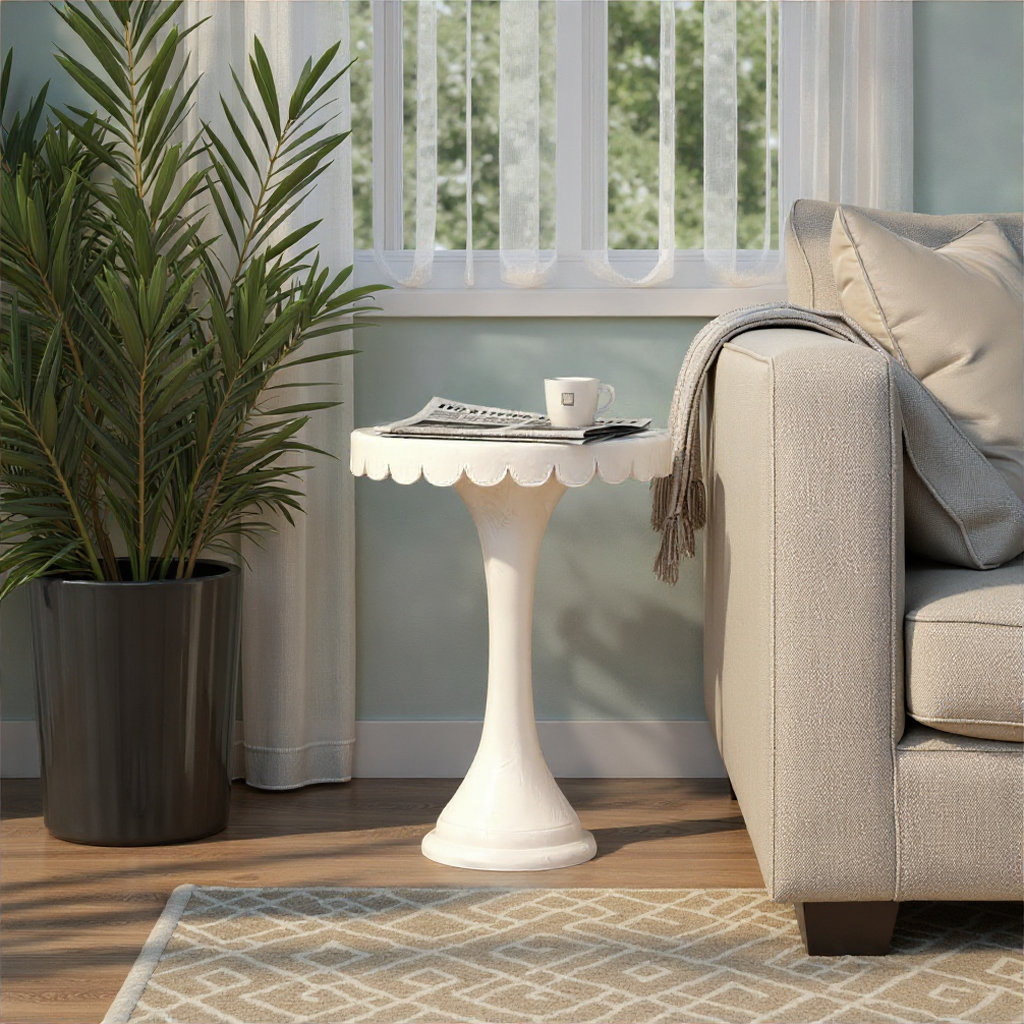 Linda 18" Mango End Table, White