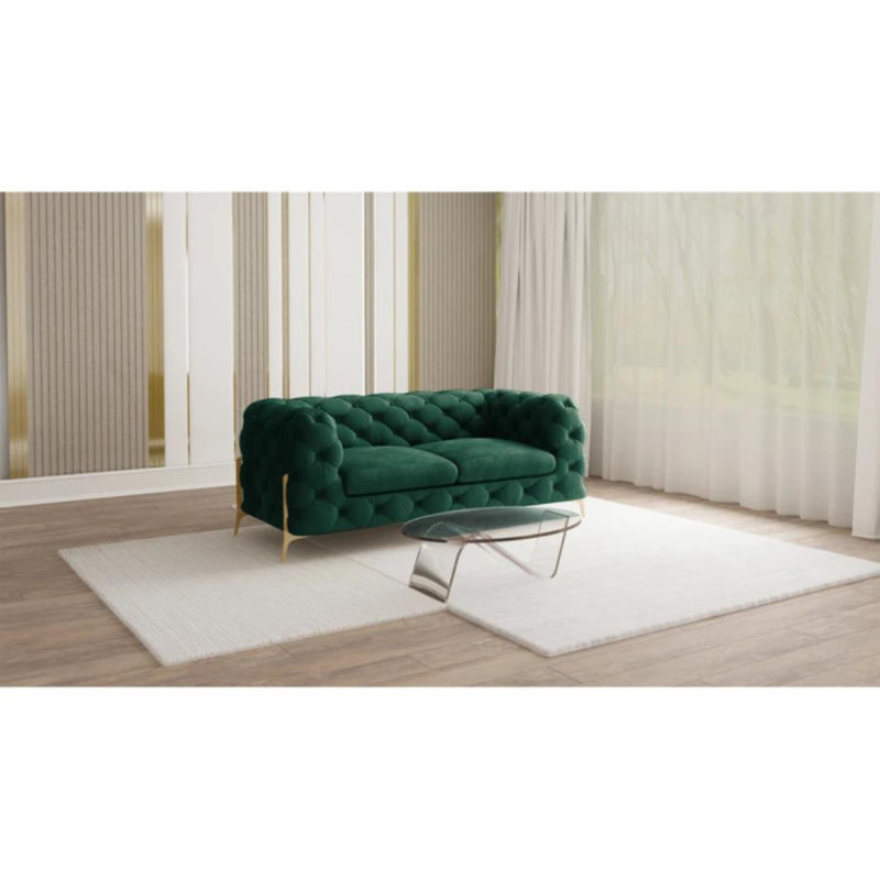 Chesterfield Sofa Atoka with Gold Metal Legs, Bottle Green, 2