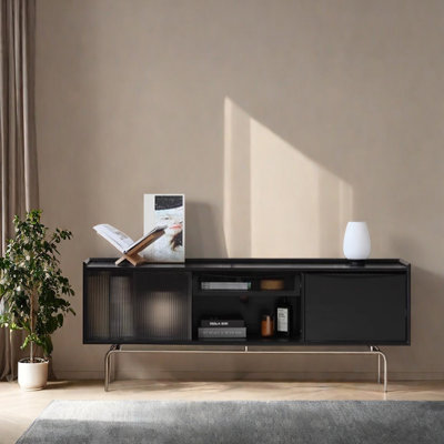 Meuble télé rétro au design minimaliste noir
