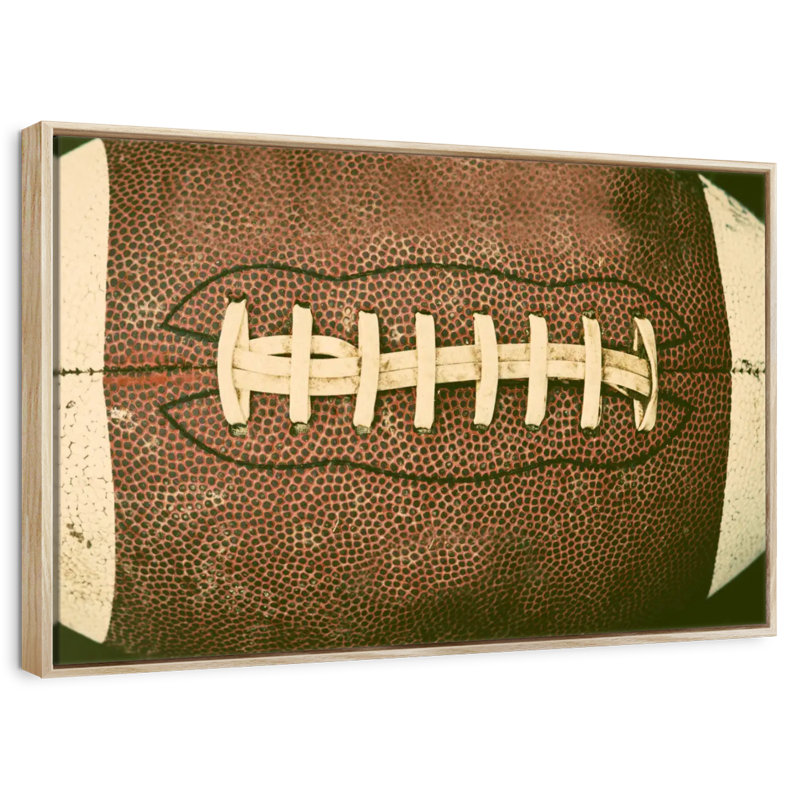 Vieux football, Cadre flottant en bois naturel, 40 po x 27 po