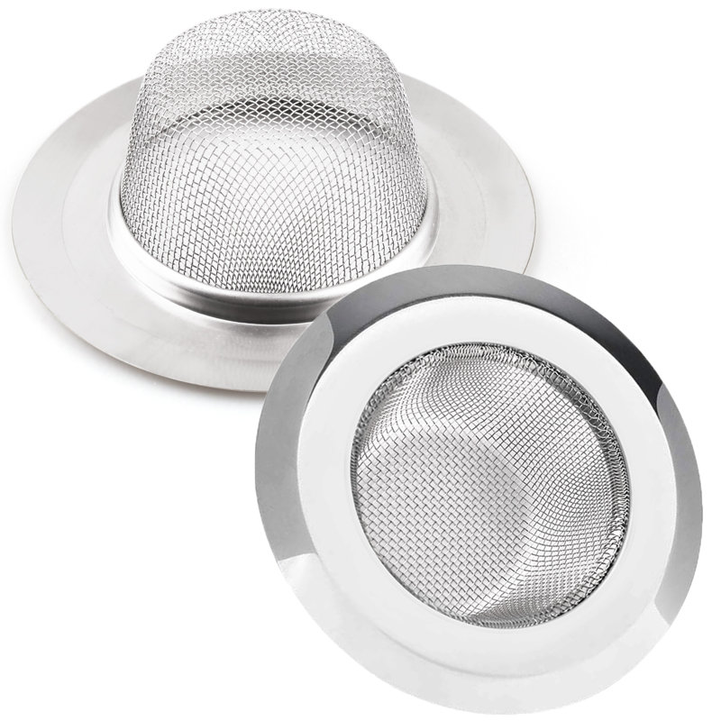 Lot de 2 crépines d'évier de cuisine, crépine en acier inoxydable de 4,5 po, argent