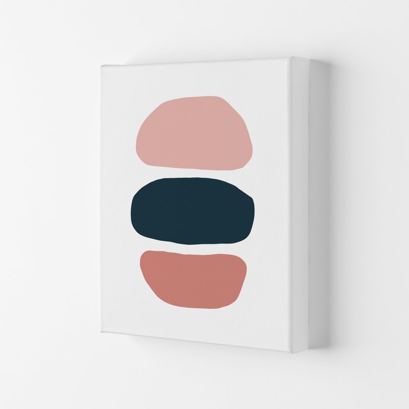 Pink And Navy Abstract Stones 1 by Pixy Paper - Print, Wrapped Canvas, 42cm H x 29.7cm W x 4cm D