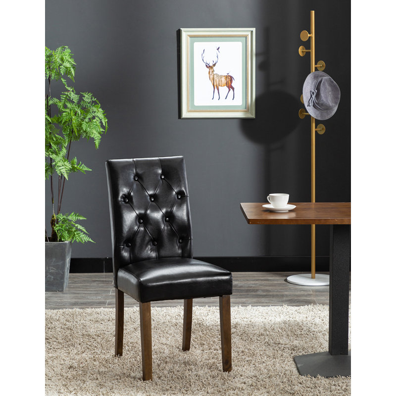 Chaise d'appoint rembourrée et capitonnée, Noir