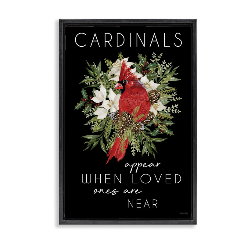 Cadre flottant à motif saisonnier Cardinals, Cadre flottant noir de jais, H 25 po x l 17 po