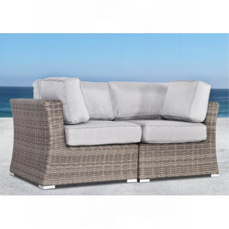 Fully Assembled 66" Outdoor Wicker Loveseat With Cushions