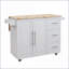 Îlot de cuisine avec plateau en bois massif extensible, supports à épices / serviettes Rangement | Blanc | Panneau de fibres à densité moyenne E1-377362428