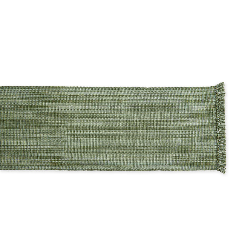 Hidetoshi Striped 100% Cotton Table Runner, 72" x 13", Artichoke