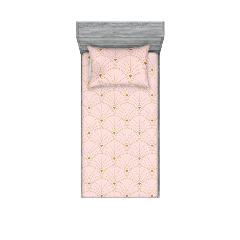  Ensemble de draps en microfibre Floral, Rose / brun sable, Ensemble de draps pour lit simple TG et une taie d
