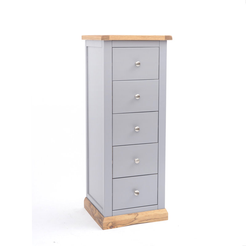 Mincey 45cm W 5 - Drawer Chest of Drawers, Natural/Grey/Chrome