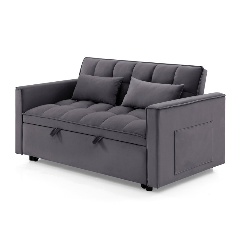 Canapé-lit pliable polyvalent avec dossier réglable, charge USB et cendriers amovibles pour une vie moderne, Gris antique