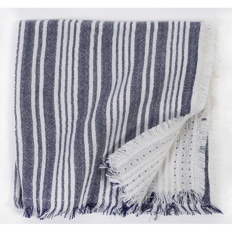 Yountville 100% Cotton Striped Square Napkin, Navy