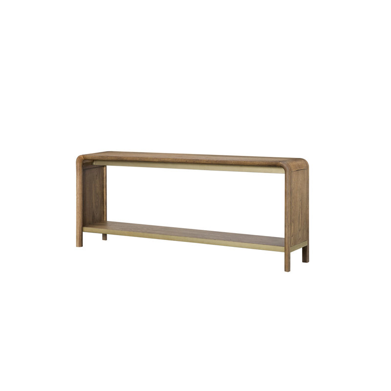 Latte Waterfall Console Table, Veneers, Metal Accents, Modern Soft Bewitching Design, Solid Wood + , 72 In Depth, 15 Width, 30 Height, 73 Lb Charming