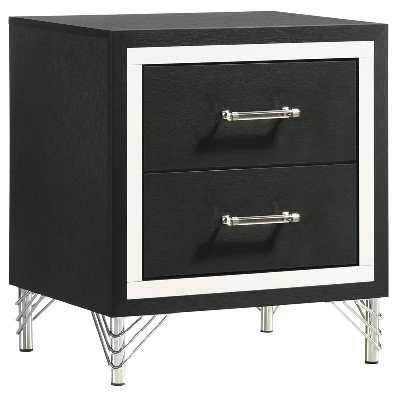 Malcolm Black 2-Drawer Nightstand Bedside Table