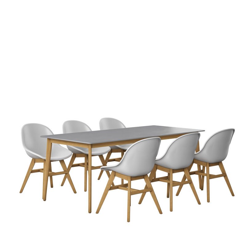 Anautica 6 - Person Wood Patio Dining Set with Rectangular Table