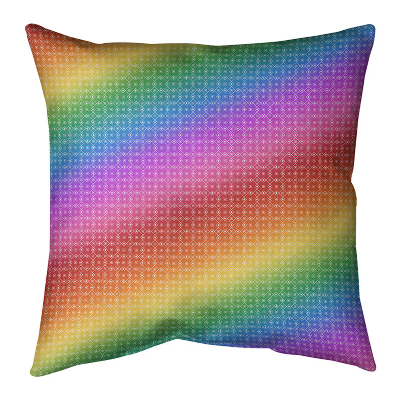 Housse de coussin Katelyn Elizabeth, 14 po x 14 po, Polyester / Bourre en polyester, Arc-en-ciel