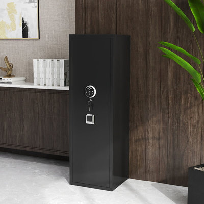 Safe For Home - And , Fingerprint Electronic Fast Access, Detachable Partition, No Assembly, Black Quick Access Rifles Pistols, Black, Extra Large Capacity