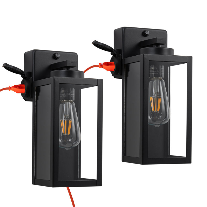 Dusk-To-Dawn Outdoor Wall Lantern with Built-in Outlet
