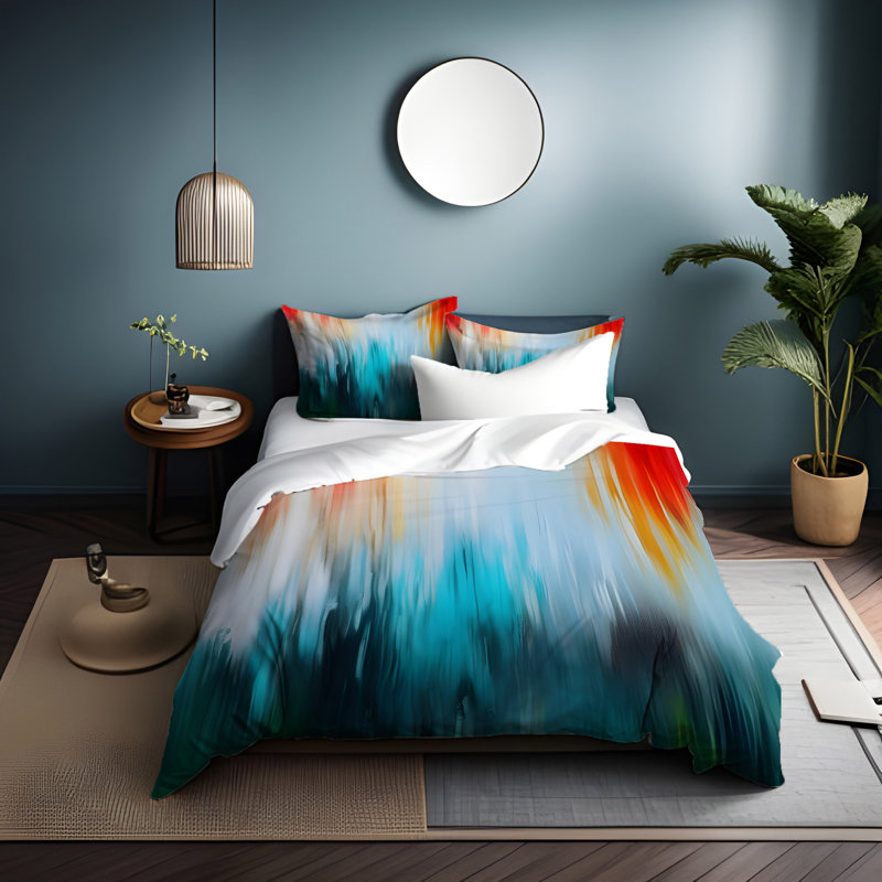 Polyester Abstract Duvet Cover, King Duvet Cover + 2 King Shams
