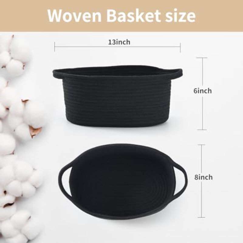 Woven Burr Basket With Handles – Perfect For Valentine's Day, Birthdays & Special Occasions, Black Decorative Storage Container For Gifts, Toys, Or Essentials