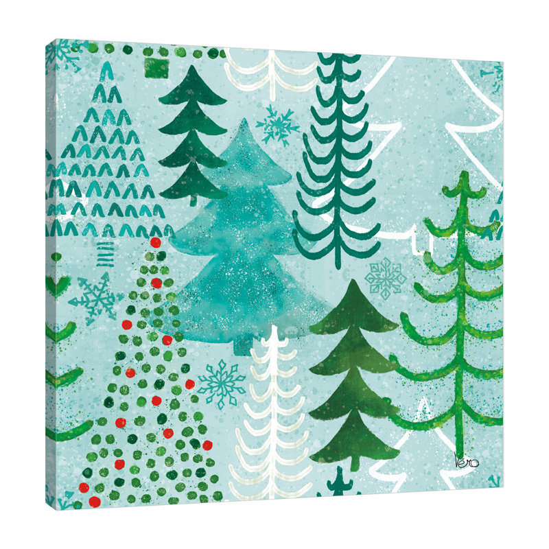 «Festive Forest Pattern V» par Véronique Charron - reproduction d'art sur toile tendue, H 30 po x l 30 po x P 1,5 po