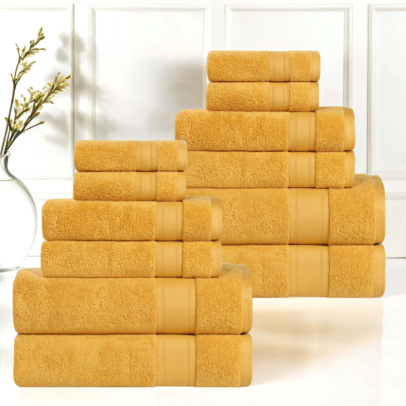 Coton absorbant doux Belmont, Ensemble de 12 serviettes, Doré