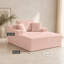 Chaise longue d'intérieur moderne de 143 cm (56,12 pouces) avec 3 coussins et larges accoudoirs carrés en velours côtelé rose pâle