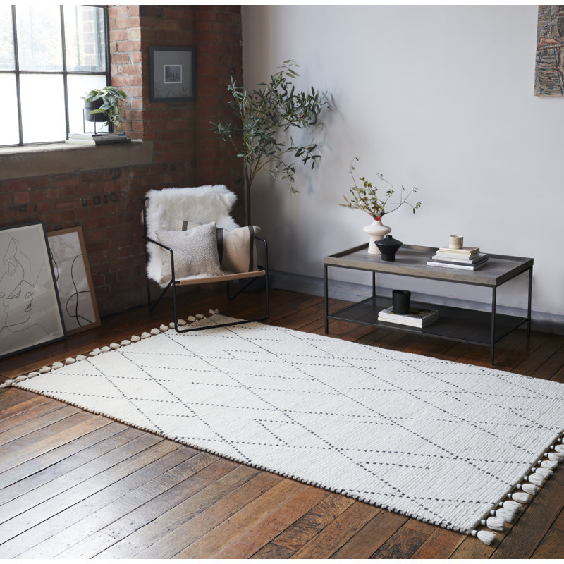 Crigler Moroccan Handmade Cream/Grey Area Rug, Rectangle 160 x 230cm
