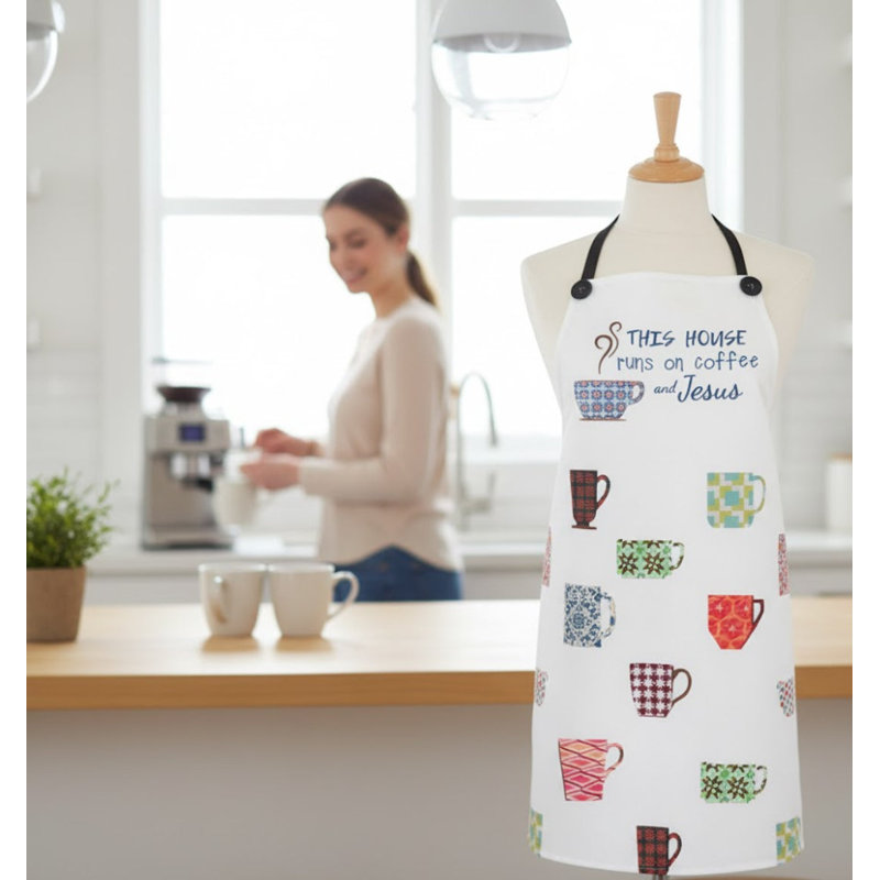 Tablier décoratif «This Runs on Coffee and Jesus» H 12 po