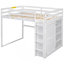 Lit mezzanine en bois avec garde-robe intégré et tablette avec rangement