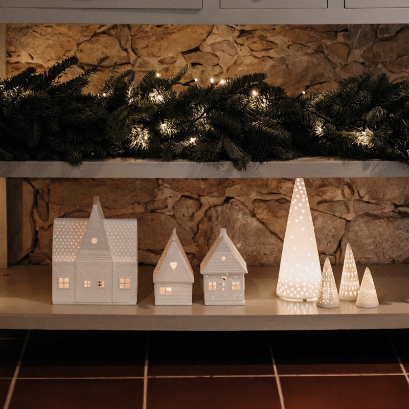 Village House Porcelain Village Mini Fir Tree Set - LED