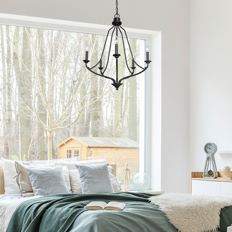 Lustre 5 lumières façon bougie Holk, Noir mat