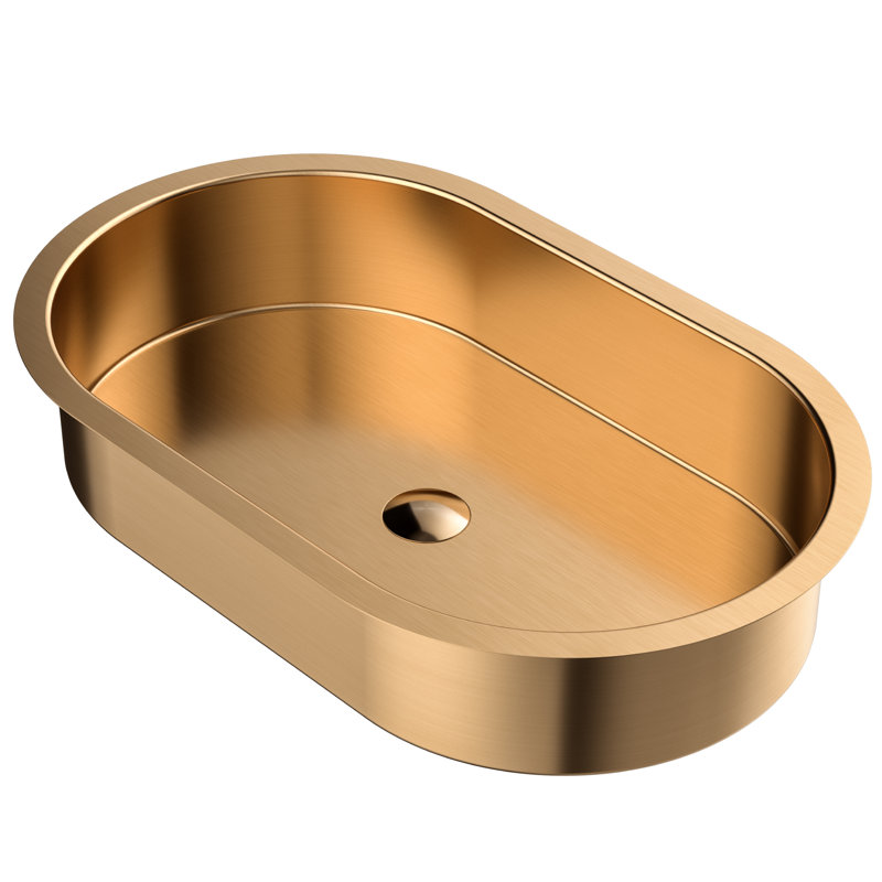 Karran Cinox 17'' Stainless Steel Oval Bathroom Sink, Copper