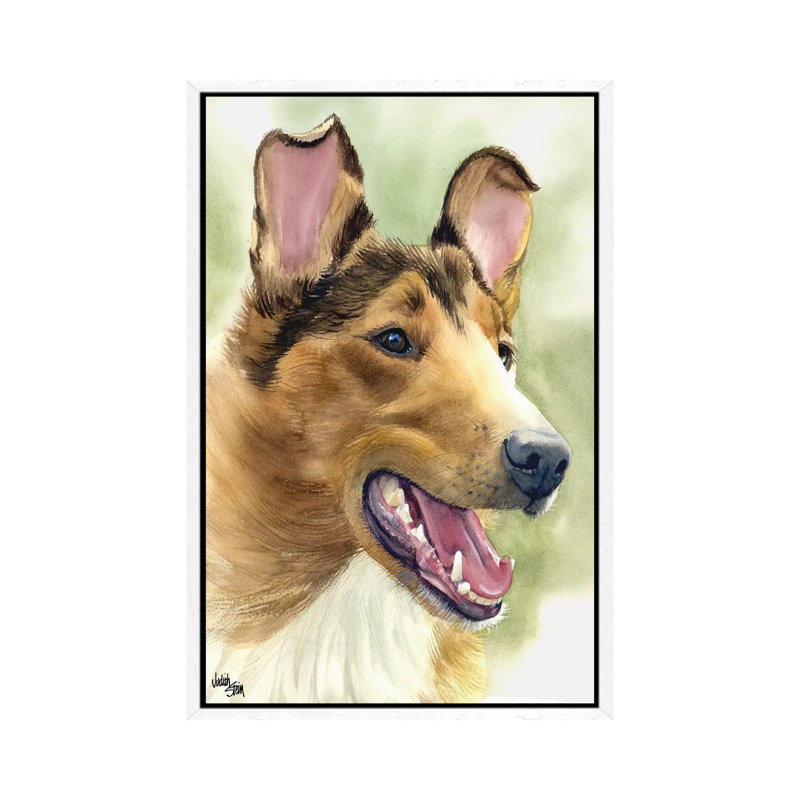 Woof To Watch Smooth Coat Collie by Judith Stein - Gallery-Wrapped Canvas Giclée on Canvas, White Framed
