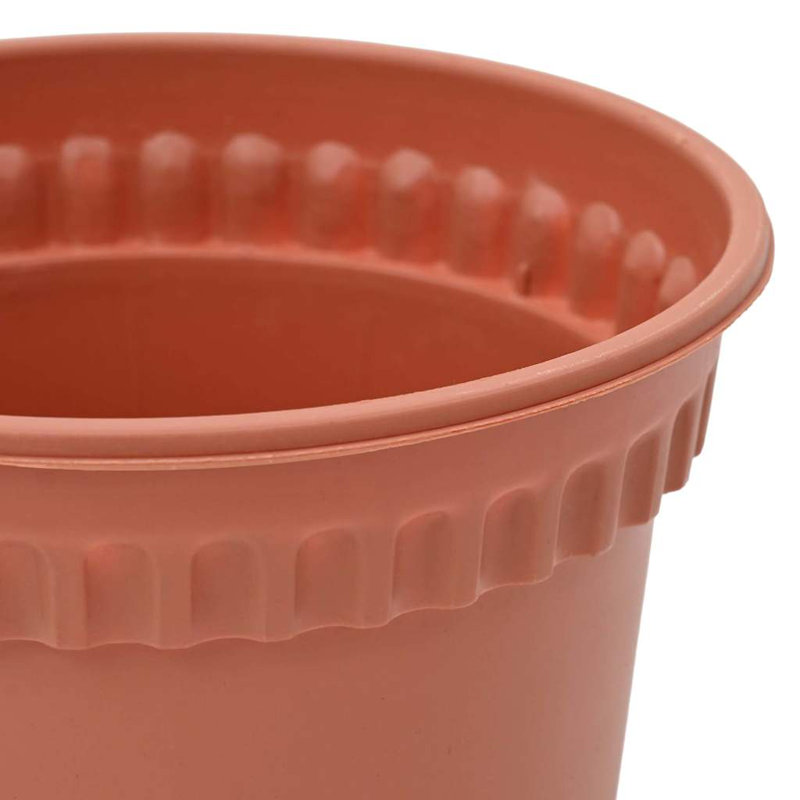 Round Flower Pot 6 Pcs Plastic, Brick Red, 16cm H x 19cm W x 19cm D