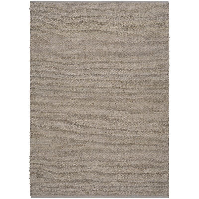 Tapis tissé à plat de couleur unie Gerri, Gris, Rectangle 5 pi x 7 pi