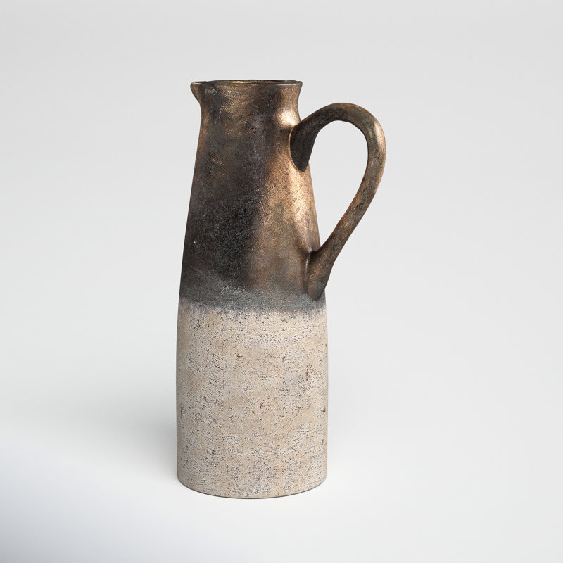 Libra Sienna Brown Ceramic Decorative Bottles, 11" H x 6.7" W x 4.5" D