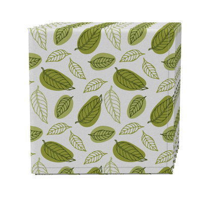 Fabric Textile Products, Inc. Napkin Set Of 4, 100% Cotton, 20X20", Green Tea Leaves