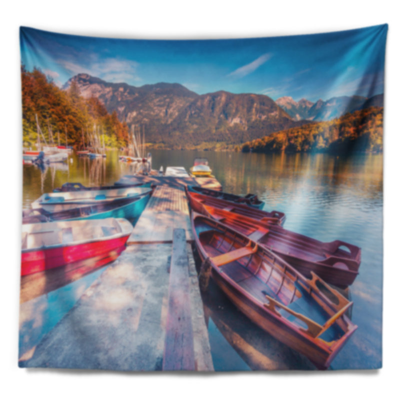 Tapisserie du lac Bohinj, H 78 po x l 92 po
