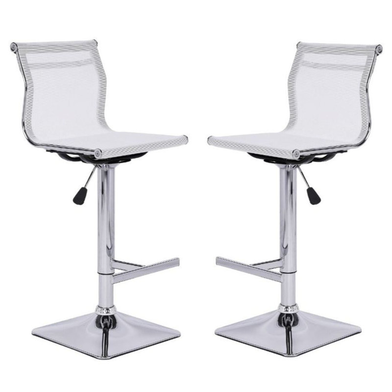 Tabouret de bar rotatif Jabraun, Blanc