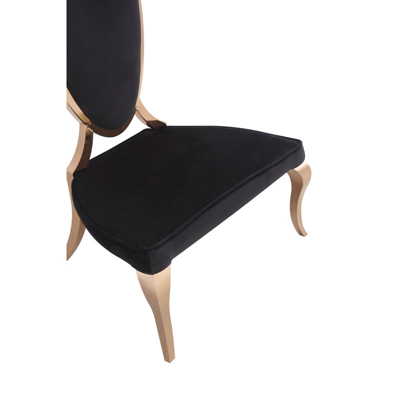 Chaise d'appoint rembourrée en velours noir Steadman