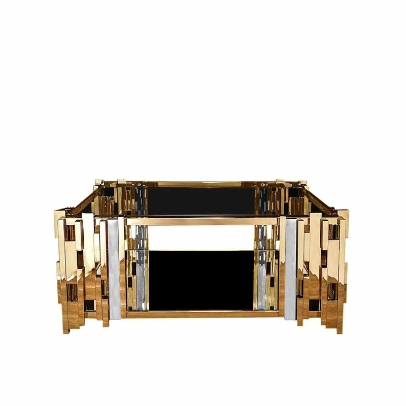 Table basse avec rangement Frame, Poli argent