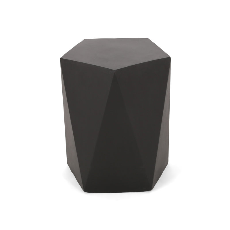 Lightweight Concrete Side Table, Pentagon Design, Matte Black, 16.06"X16.06"X16.06", No Assembly Needed Chic Outdoor Black Finish, 16X16x16,