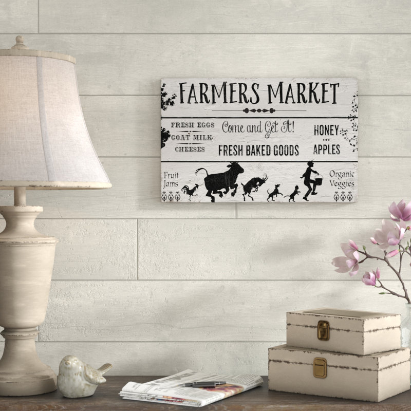 « agriculteurs market 2 », art textuel sur toile tendue, H 22 po x l 32 po