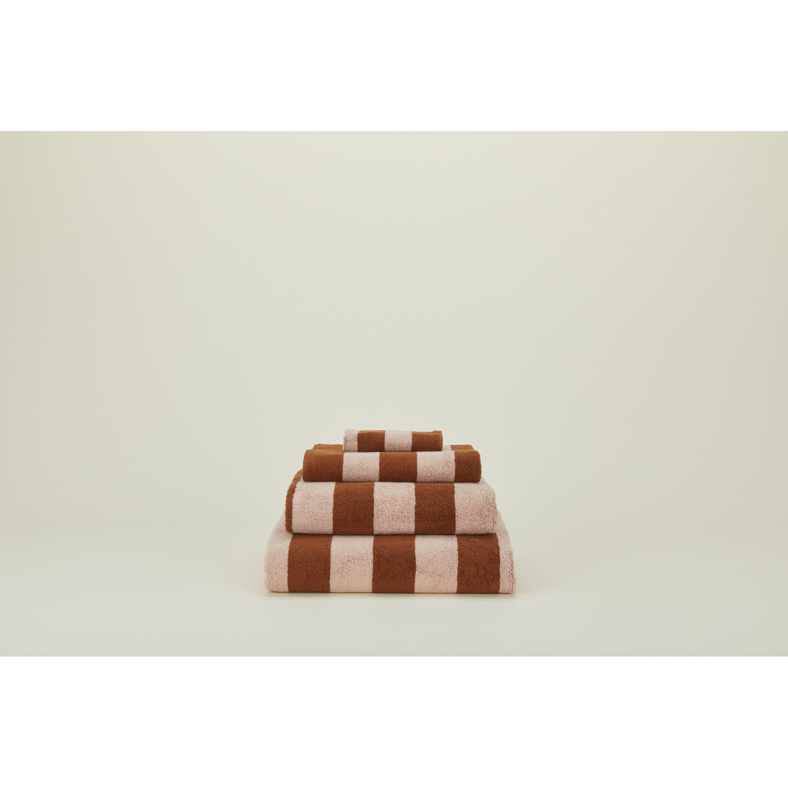 Simple Striped Cotton Towel, Blush/Terracotta, Wash Cloth - 1 Pack