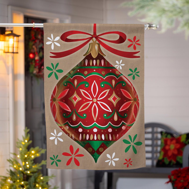 Ornement de Noël vif drapeau de maison en toile de jute