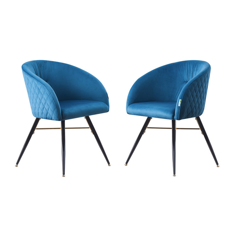 Goddard Mordern Tub Dining Chairs- Upholstered in Velvet, Cushion Padded With Metal Legs- Armchair Room Kitchen Living Room 